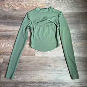 Shein Green Long Sleeve Fitted Cropped Shirt